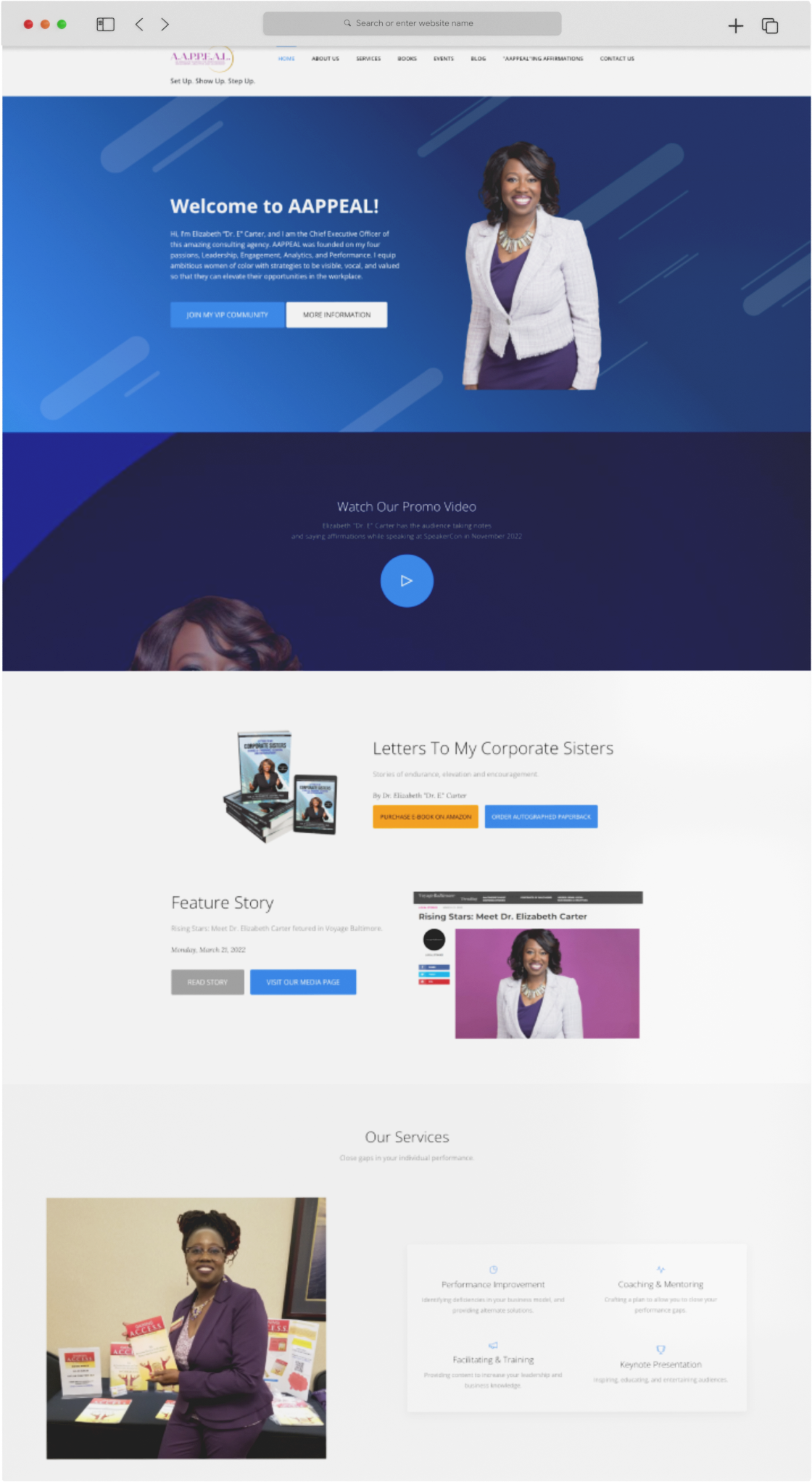 Mockup of website pages