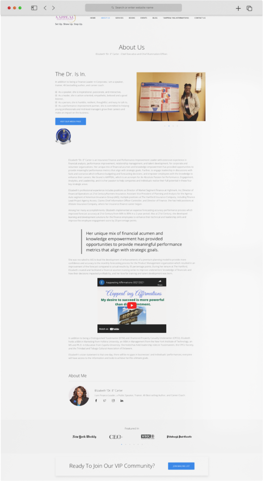 Mockup of website pages