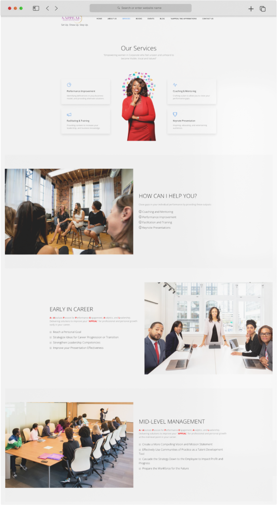 Mockup of website pages