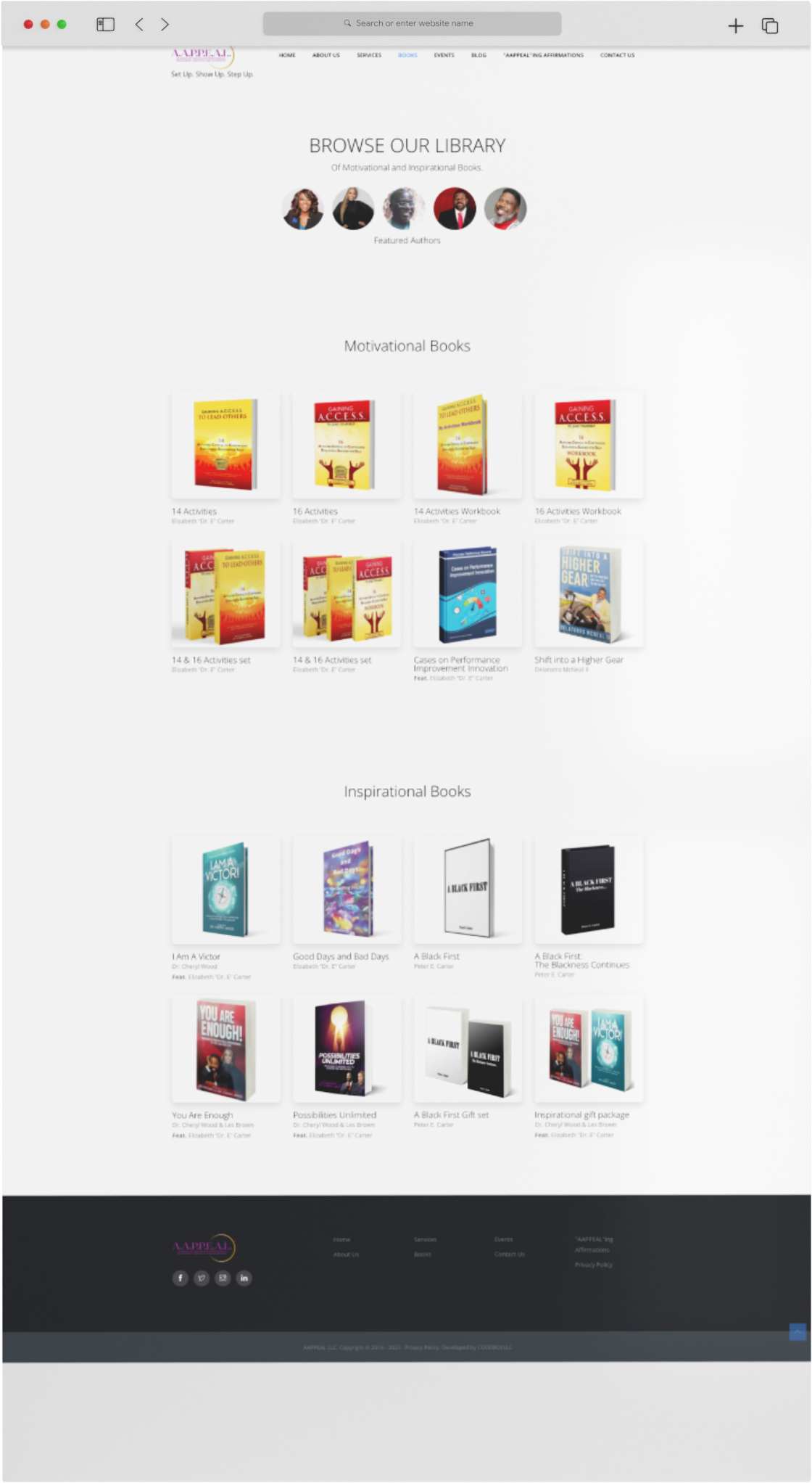 Mockup of website pages