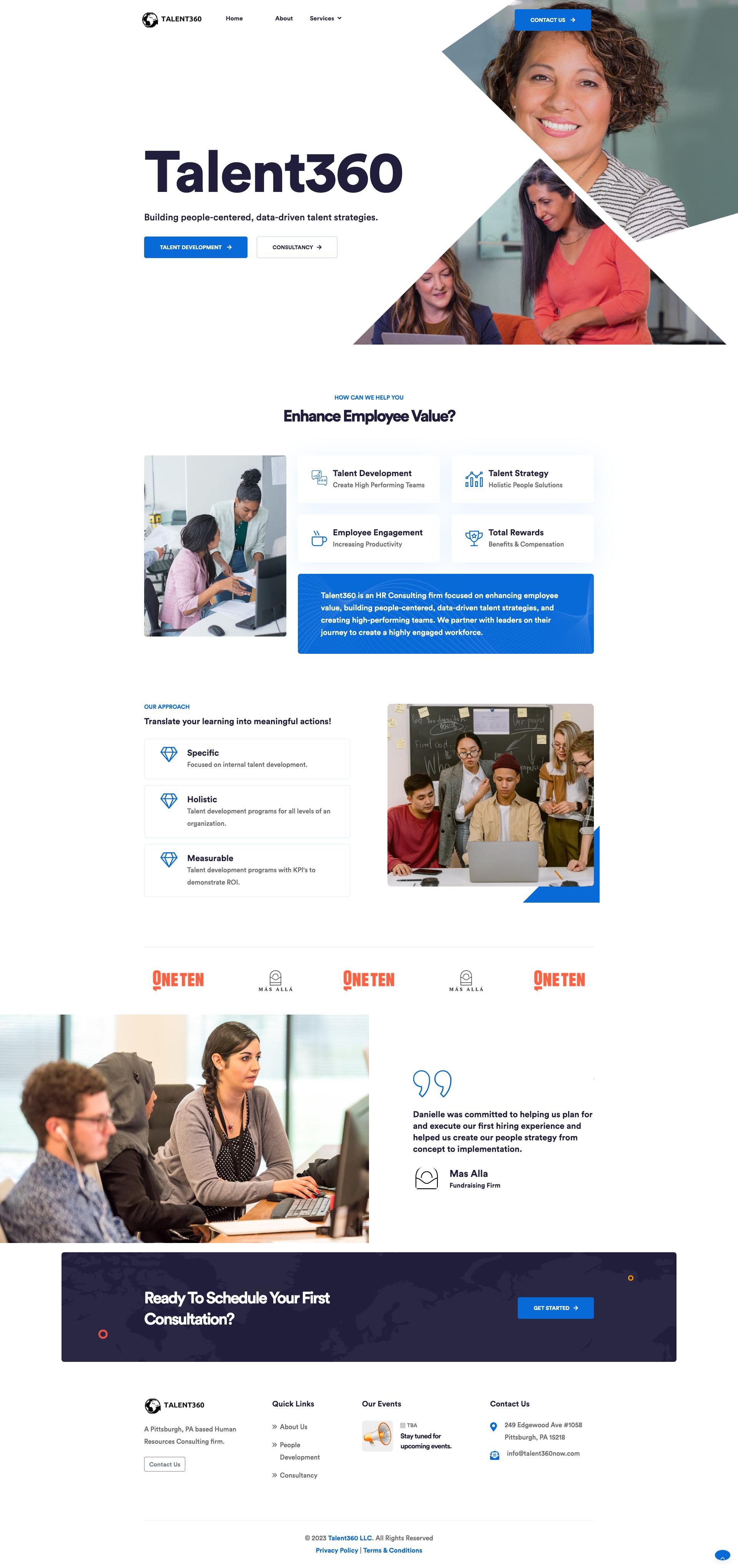 Mockup of website pages