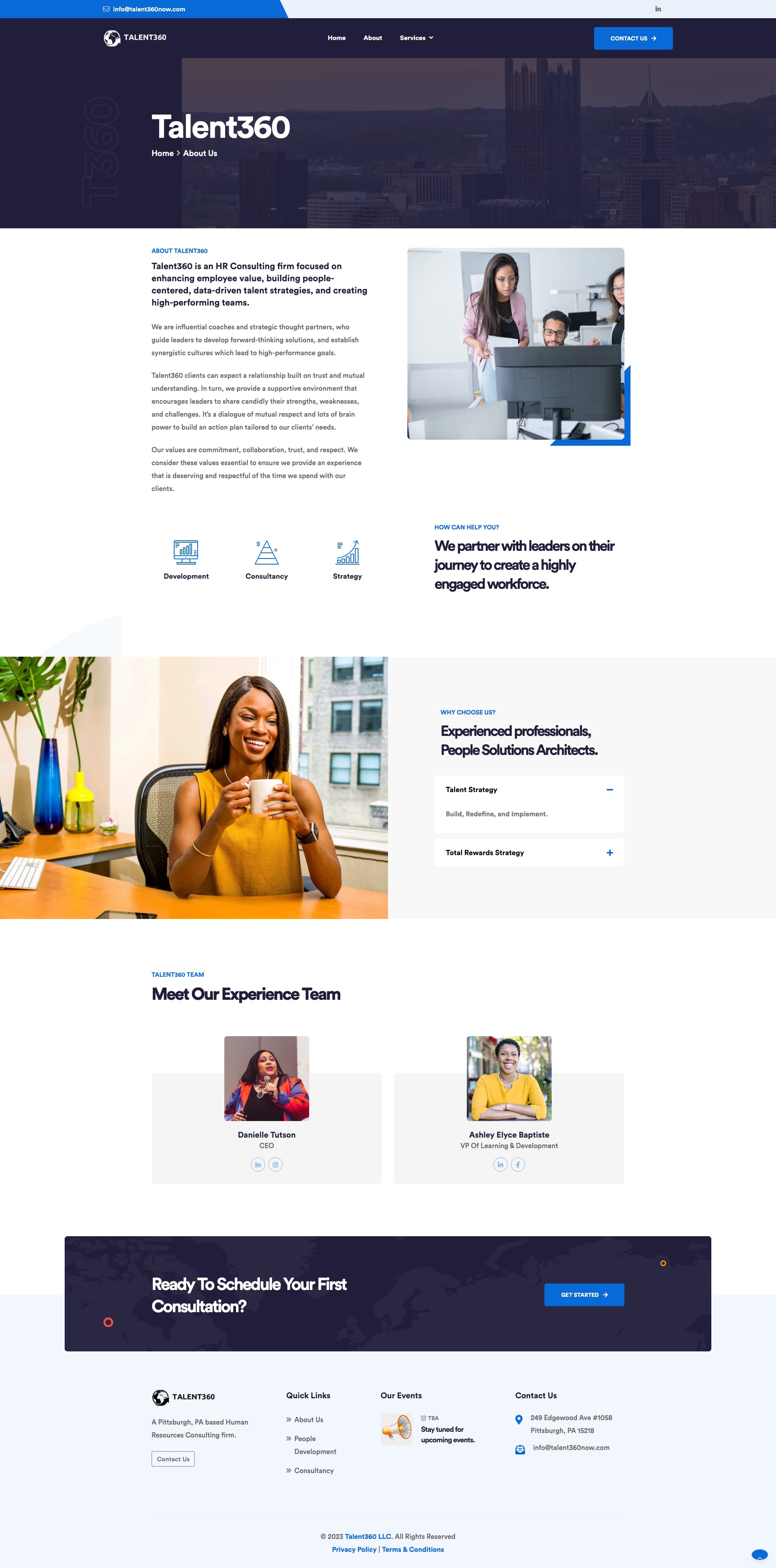 Mockup of website pages