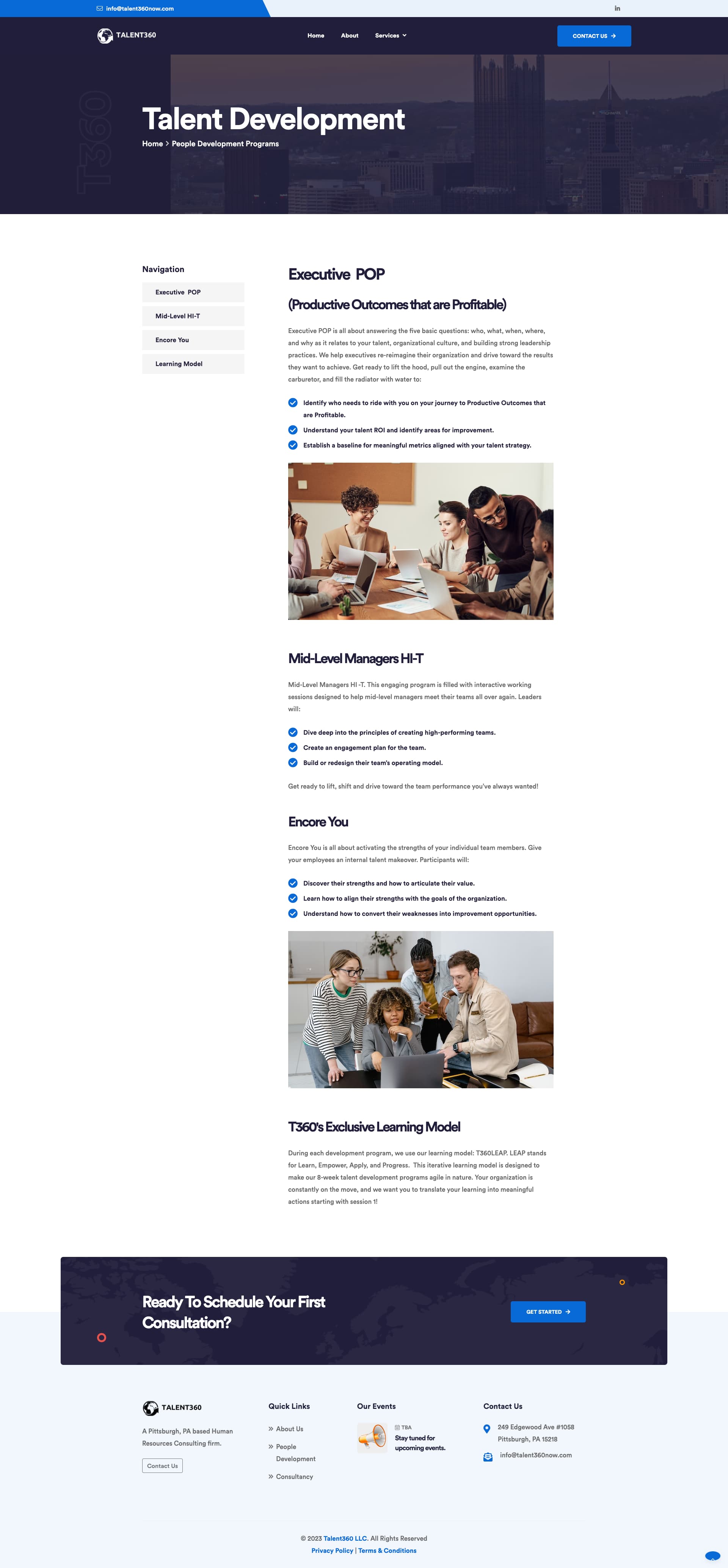 Mockup of website pages