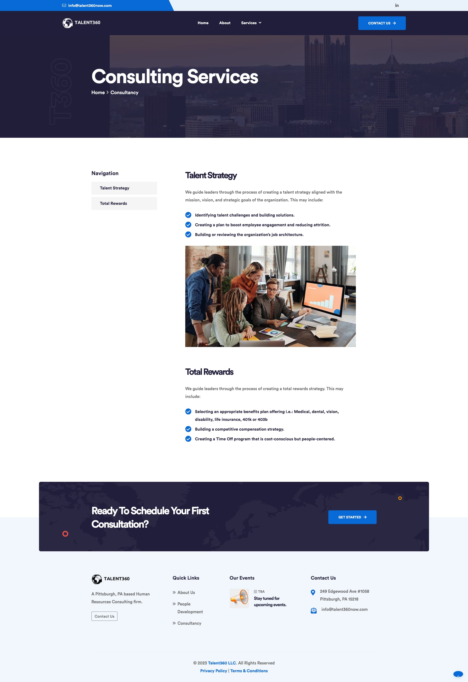 Mockup of website pages
