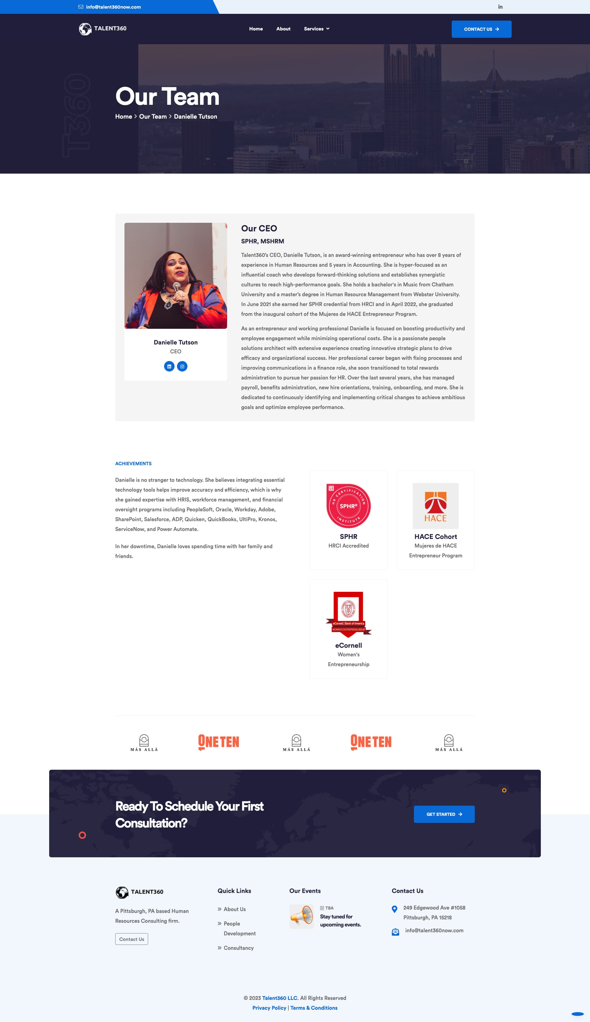 Mockup of website pages