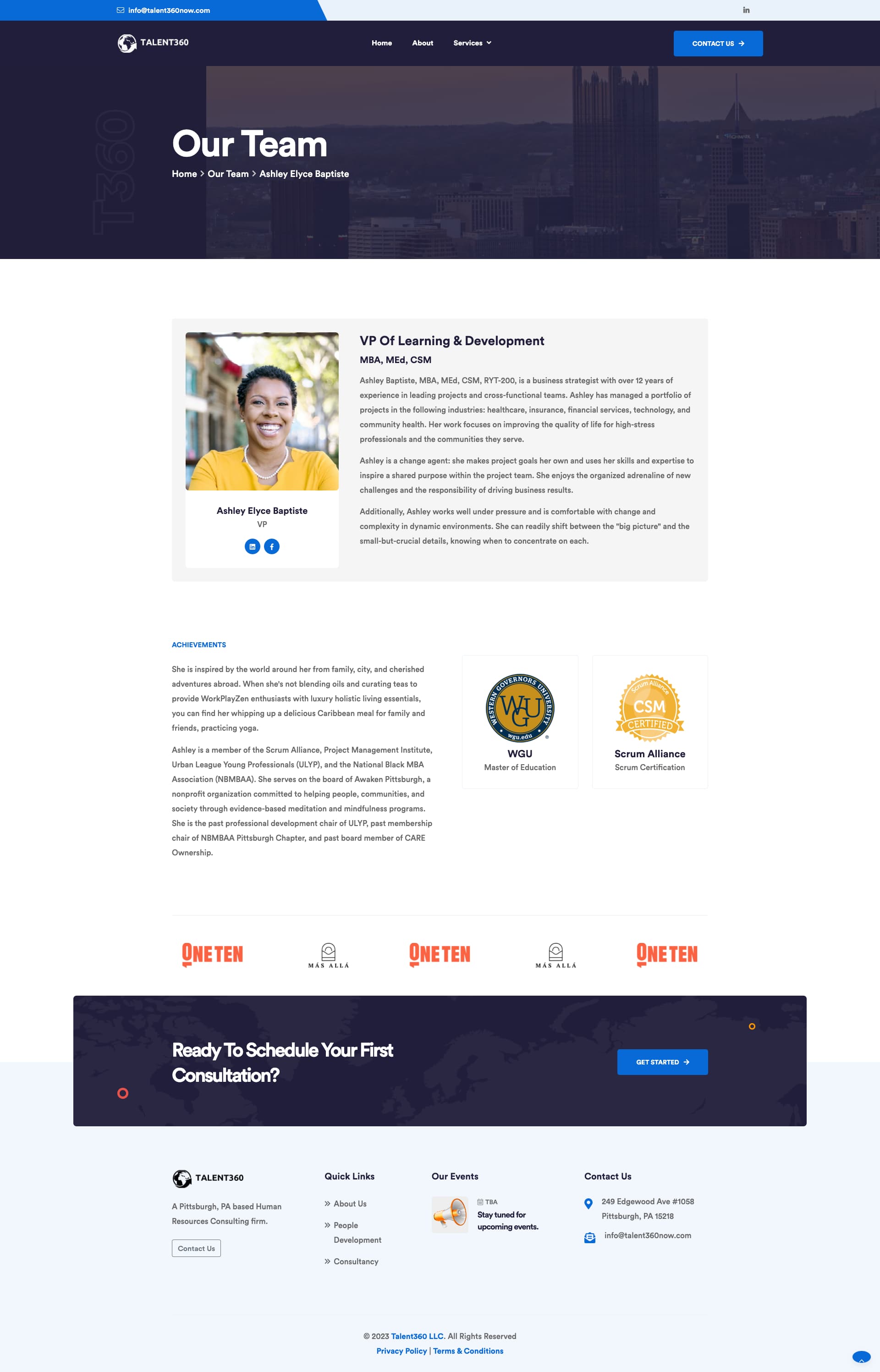 Mockup of website pages