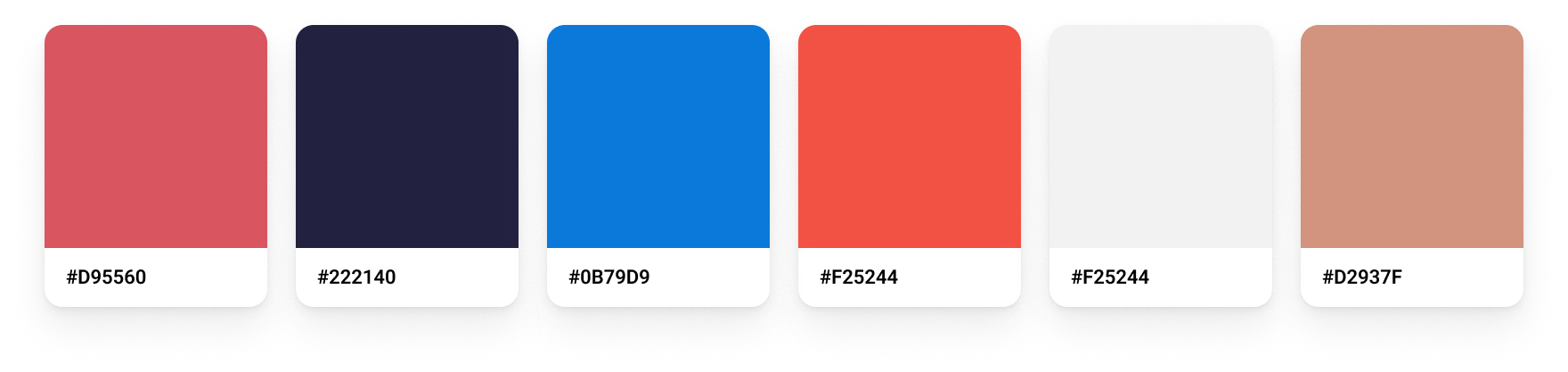 Image of the color palette used in the project 